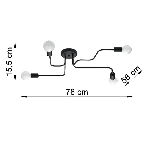 Żyrandol VECTOR 4 czarny