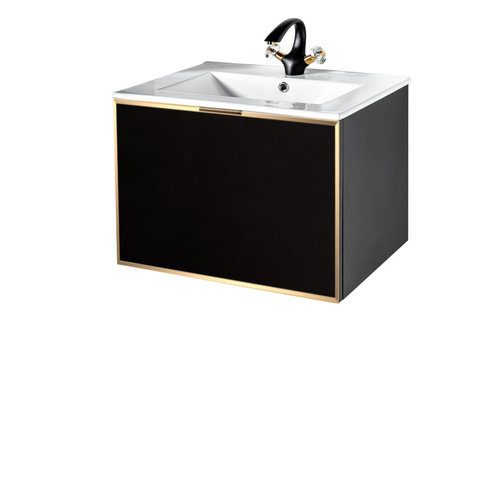  Szafka łazienkowa czarna Sanitti Delta 60 front lustro złote