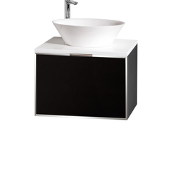 Szafka czarna z blatem białym Sanitti Delta 60 front lustro srebrne