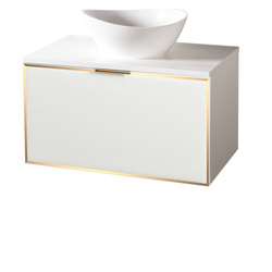 Szafka biała z blatem Sanitti Delta 80 front lustro złote