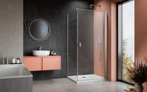 Kabina prysznicowa nikiel Radaway Nes Brushed Nickel 90x100 prawa