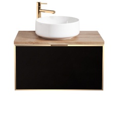 Szafka czarma z blatem dąb Sanitti Delta 80 front lustro złote