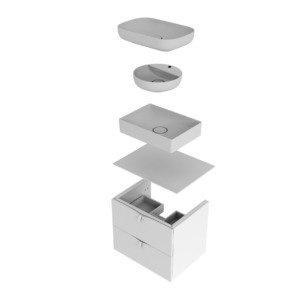 Szafka pod umywalkę blat 60 Oristo Siena OR45-SD2S-60-1 biały połysk