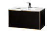 Szafka czarna pod umywalkę Sanitti Delta 80 front lustro złote