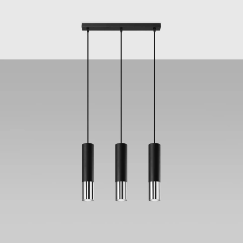 Lampa wisząca LOOPEZ 3L czarny/chrom