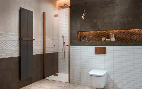 Drzwi miedź szczotkowana Radaway Nes Brushed Copper DWB 70 Lewe