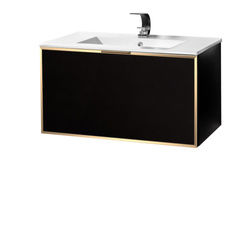 Szafka czarna pod umywalkę Sanitti Delta 80 front lustro złote