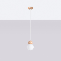 Lampa wisząca PEKKA 1 biała/naturalne drewno