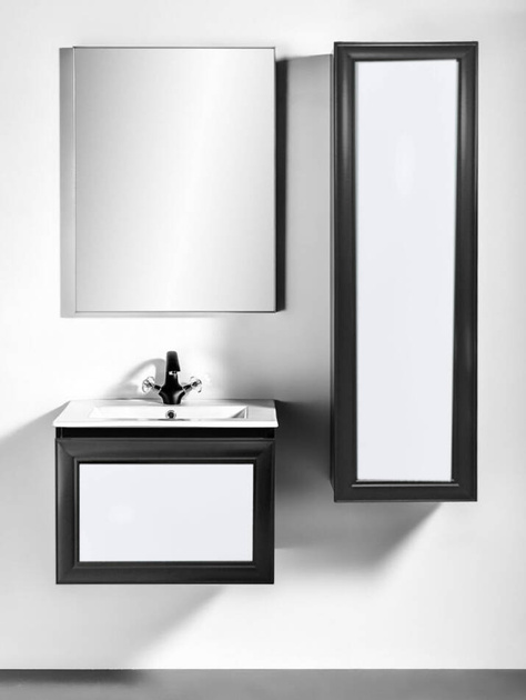 Regał łazienkowy czarny biały Sanitti Gamma front w ramie