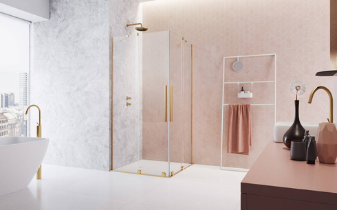 Kabina prysznicowa złota 80x120 Radaway Furo Gold KDD przesuwne