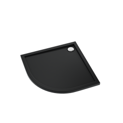 Brodzik akrylowy Sharper Black Mat 80x80x4,5 cm R55, półokrągły