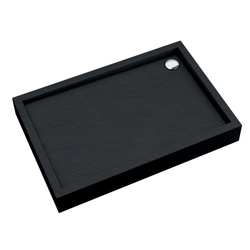 Brodzik akrylowy zintegrowany z nośnikiem Stabilsound Plus® oraz obudową akrylową przeciągniętą do podłogi Favory Plus Black Stone 80x100x16 cm, prostokątny