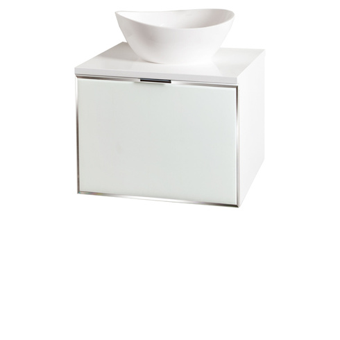 Szafka biała z blatem Sanitti Delta 60 front lustro srebrne