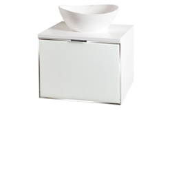 Szafka biała z blatem Sanitti Delta 60 front lustro srebrne