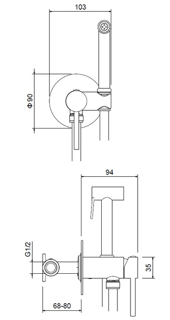 System bidetowy podtynkowy BOSTON BOS-BBP.040 ZŁOTO SZAMPAŃSKIE