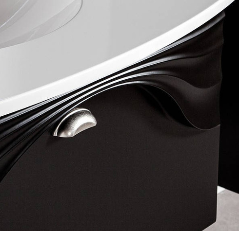 Czarna szafka Sanitti Asso ASC-60-CM z 2 nogami retro uchwyt chrom mat