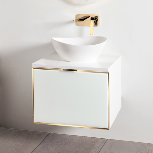 Szafka biała z blatem Sanitti Delta 60 front lustro złote