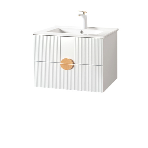 Szafka łazienkowa ryflowana Sanitti Epsilon 60 biała uchwyt złoty