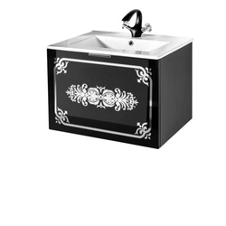 Szafka czarna pod umywalkę Sanitti Vintage 60 front lustro srebrne