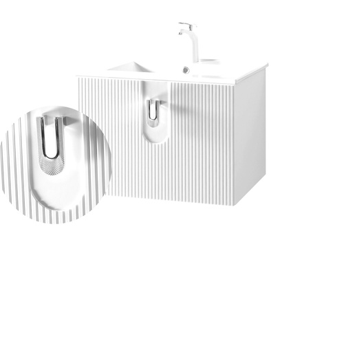 Szafka łazienkowa ryflowana Sanitti Stripes 60 biała uchwyt chrom