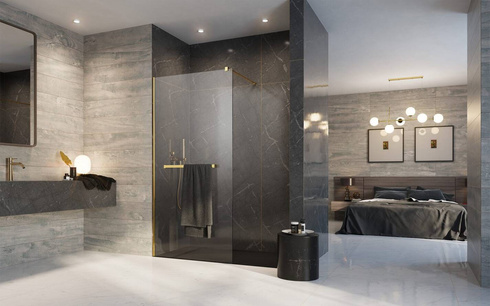Kabina walk-in złota 110 cm z wieszakiem Radaway Modo New Gold II