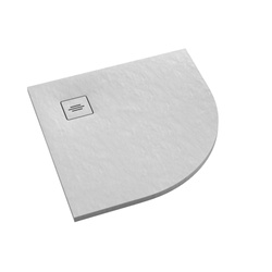 Brodzik kompozytowy Stabilsound Plus® Protos White Stone 90x90x3,5 cm R55, półokrągły