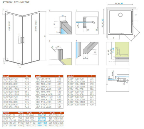 Kabina prysznicowa czarna Radaway Idea Black KDD Factory 110x100