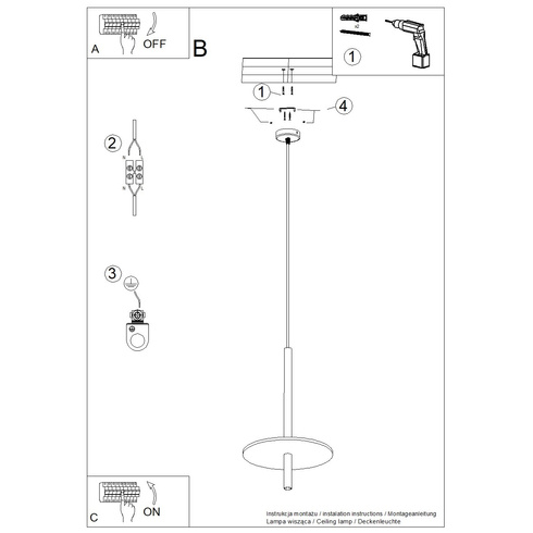 Lampa wisząca FELTRO 1 czarna/beżowa