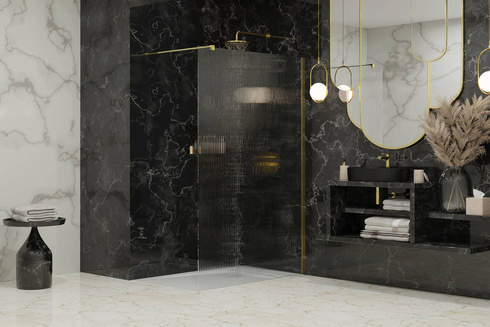 Kabina walk-in złota szkło Visiosun 65 Radaway Modo New Gold II