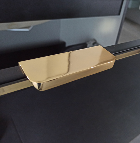 Szafka czarna z blatem białym Sanitti Delta 60 front lustro złote
