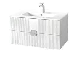 Szafka łazienkowa ryflowana Sanitti Epsilon 80 biała uchwyt chrom