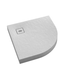 Brodzik akrylowy zintegrowany z nośnikiem Stabilsound Plus® oraz obudową akrylową przeciągniętą do podłogi NonLimits White Stone 90x90x12 cm R55, półokrągły