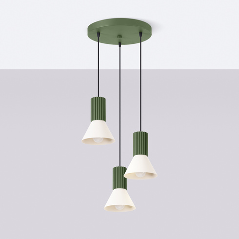 Lampa wisząca ESTRIA 3P beżowa/zielona oliwka