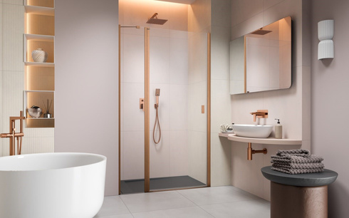 Drzwi prysznicowe Radaway Nes Brushed Copper DWJ II 80 miedź lewe