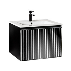 Szafka pod umywalkę czarna Sanitti Fence 60 front lustro srebrne