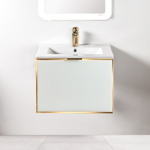  Szafka łazienkowa biała Sanitti Delta 60 front lustro złote