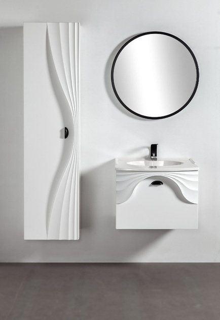 Szafka umywalkowa Sanitti Asso AS-60-CZ biała uchwyt czarny