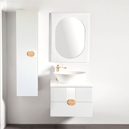 Szafka łazienkowa ryflowana Sanitti Epsilon 60 biała uchwyt złoty