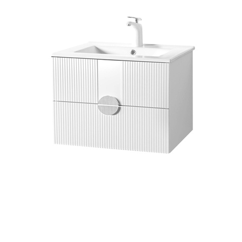 Szafka łazienkowa ryflowana Sanitti Epsilon 60 biała uchwyt chrom