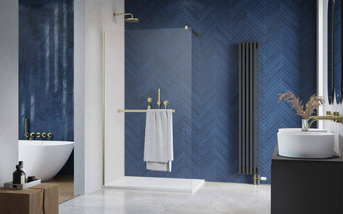 Prysznic walk-in 155 z wieszakiem złoto szczotkowane Radaway Modo New Brushed Gold II