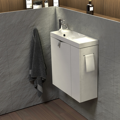 Szafka z umywalką 55 cm Oristo Siena OR45-ZD2D-55-1-P biały połysk