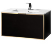 Szafka czarna pod umywalkę Sanitti Delta 80 front lustro złote