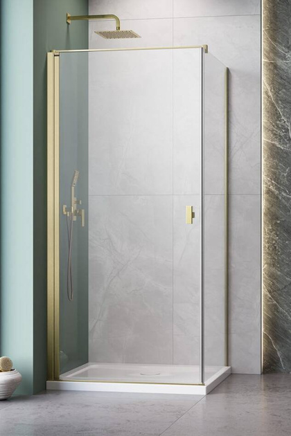 Kabina prysznicowa złota 80x70 Radaway Nes Brushed Gold KDJ I lewa