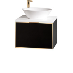 Szafka czarna z blatem białym Sanitti Delta 60 front lustro złote