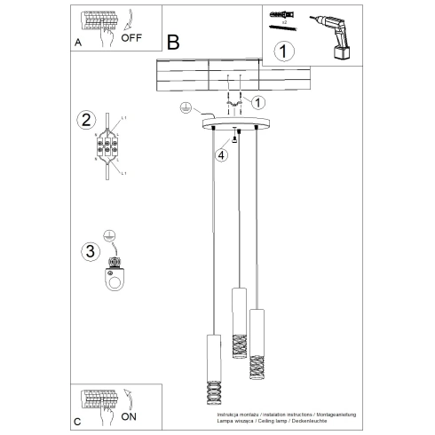 Lampa wisząca LAMI 3P biały