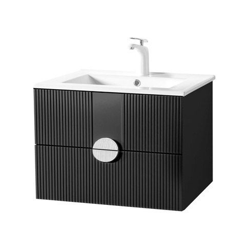 Szafka łazienkowa ryflowana Sanitti Epsilon 60 czarna uchwyt złoty