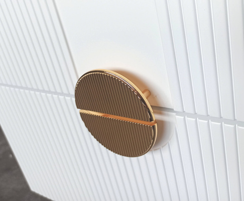 Szafka łazienkowa ryflowana Sanitti Epsilon 80 biała uchwyt złoty