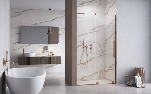 Drzwi prysznicowe 120 miedź Radaway Furo SL Brushed Copper DWJ lewe