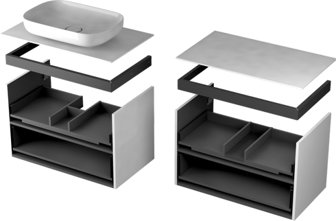 Szafka łazienkowa z umywalką Joy Oristo Silver OR33-SD2S-80-1-V3 + UME-JO-80-91 biały połysk, listwa chrom połysk