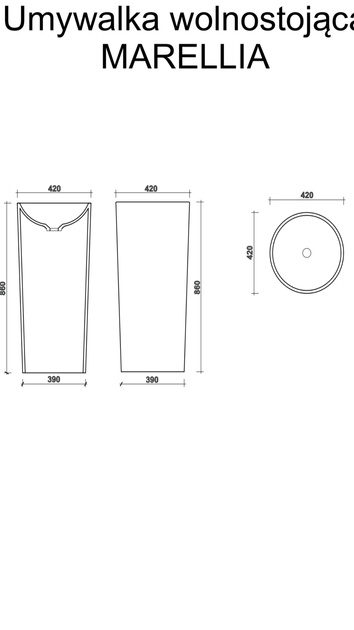 Umywalka wolnostojąca z konglomeratu MARRELIA  biała połysk